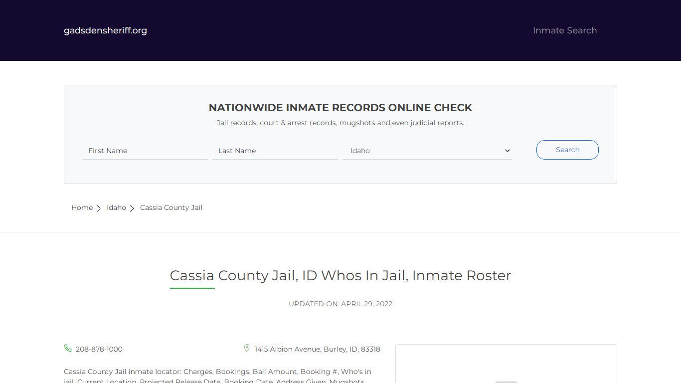 Cassia County Jail, ID Inmate Roster, Whos In Jail